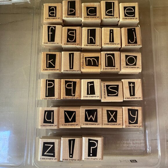 Stampin' Up! Tidy Alphabet 28 rubber stamps lowercase letters symbols bold craft - Picture 1 of 7